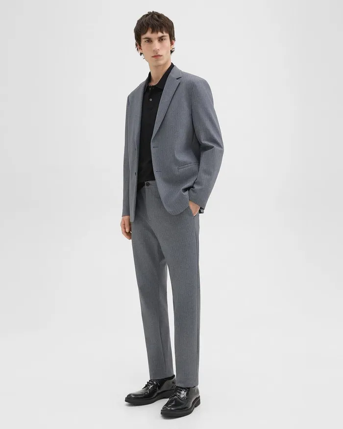Men Theory Blazers Jackets Clinton Blazer In Herringbone Precision Ponte Grey Melange