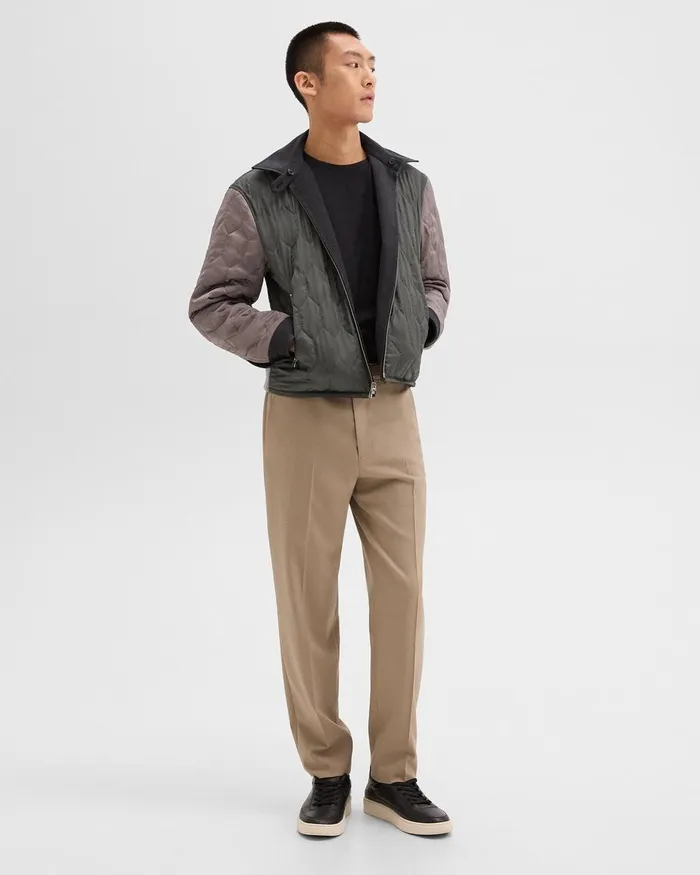 Men Theory Outerwear Reversible Coach Jacket In WoolBlend Twill Charcoal