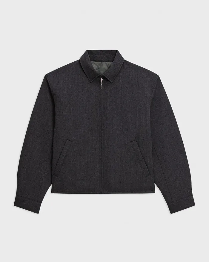 Men Theory Outerwear Reversible Coach Jacket In WoolBlend Twill Charcoal