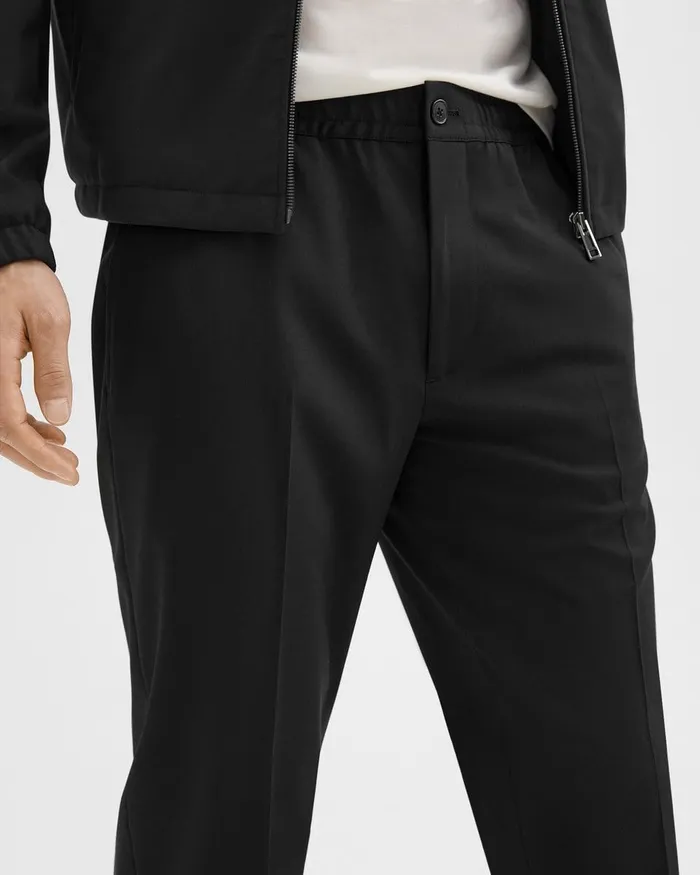 Men Theory Pants Larin Drawstring Pant In Stretch Wool Deep Black