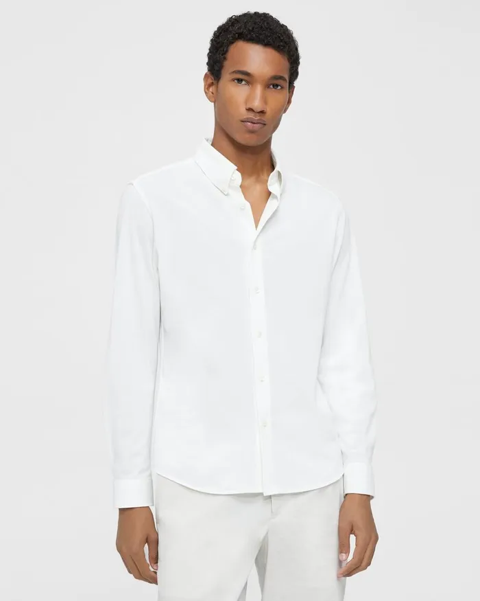 Men Theory Shirts Alfred Shirt In Structured Piqueacute Optic White