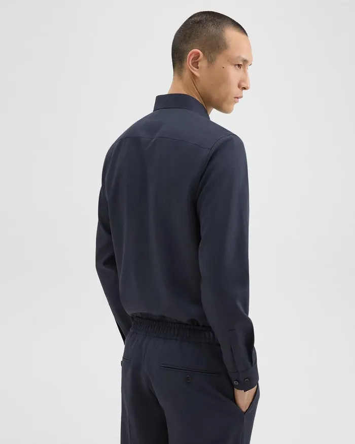 Men Theory Shirts Hugh Shirt In Virgin Wool Navy
