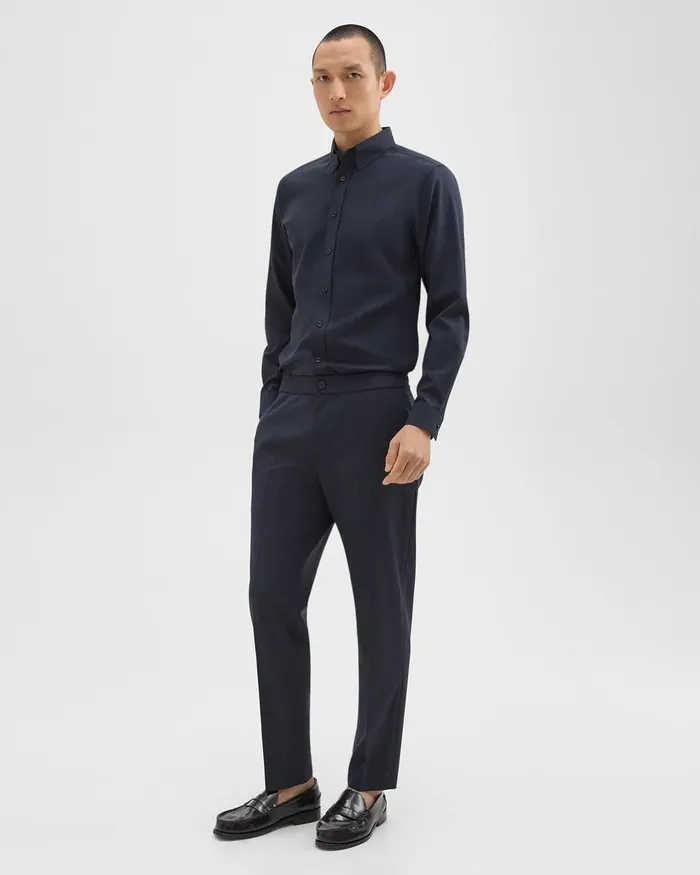 Men Theory Shirts Hugh Shirt In Virgin Wool Navy