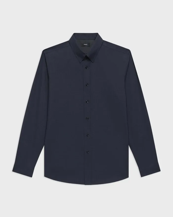 Men Theory Shirts Hugh Shirt In Virgin Wool Navy