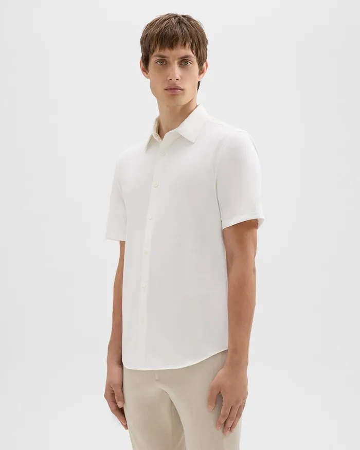 Men Theory Shirts Irving ShortSleeve Shirt In Structure Knit White