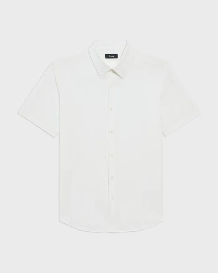 Men Theory Shirts Irving ShortSleeve Shirt In Structure Knit White