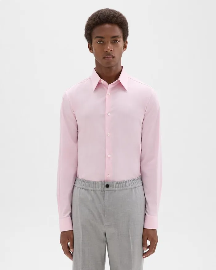 Men Theory Shirts Sylvain Shirt In Good Cotton Cradle Pink