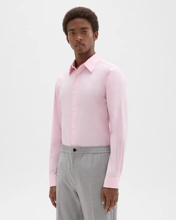 Men Theory Shirts Sylvain Shirt In Good Cotton Cradle Pink