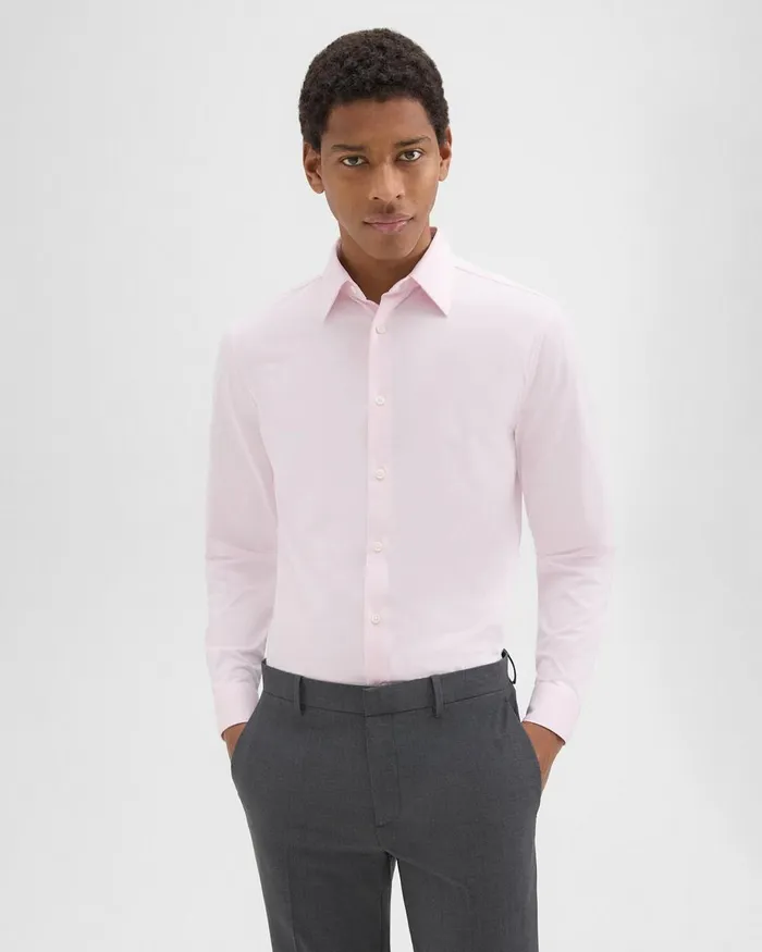 Men Theory Shirts Sylvain Shirt In Structure Knit Pale Pink