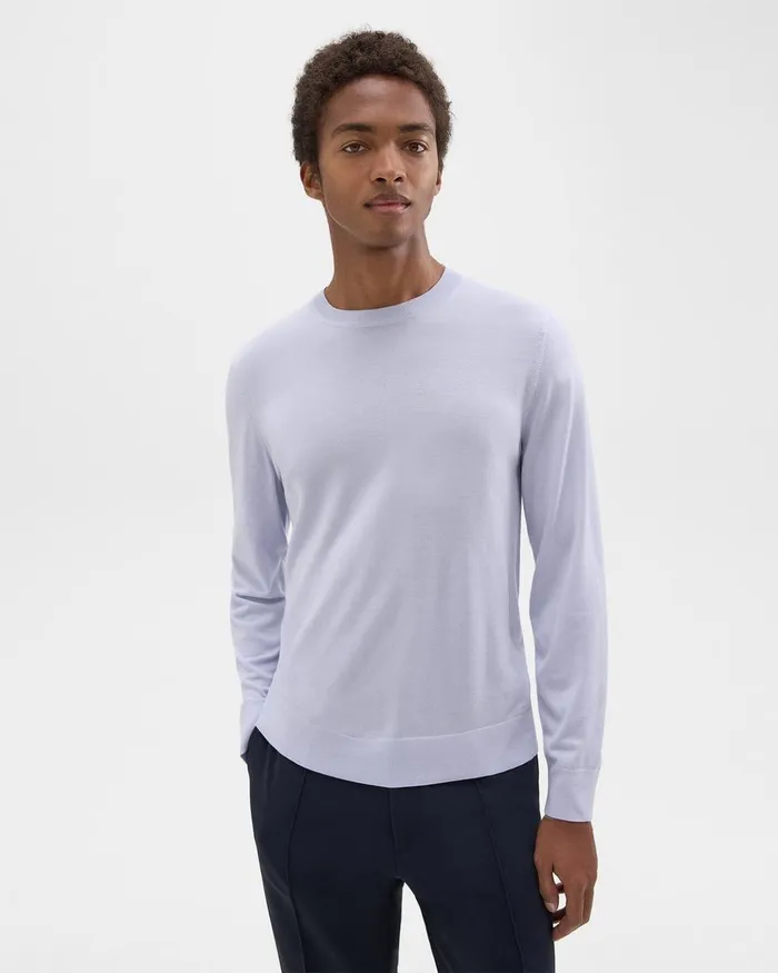 Men Theory Sweaters Cardigans Crewneck Sweater In Regal Wool Ice