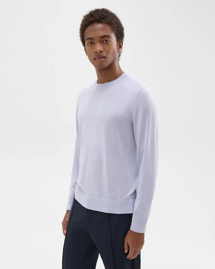 Men Theory Sweaters Cardigans Crewneck Sweater In Regal Wool Ice
