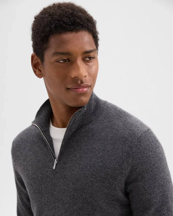 Men Theory Sweaters Cardigans Hilles QuarterZip Sweater In Cashmere Grey Heather