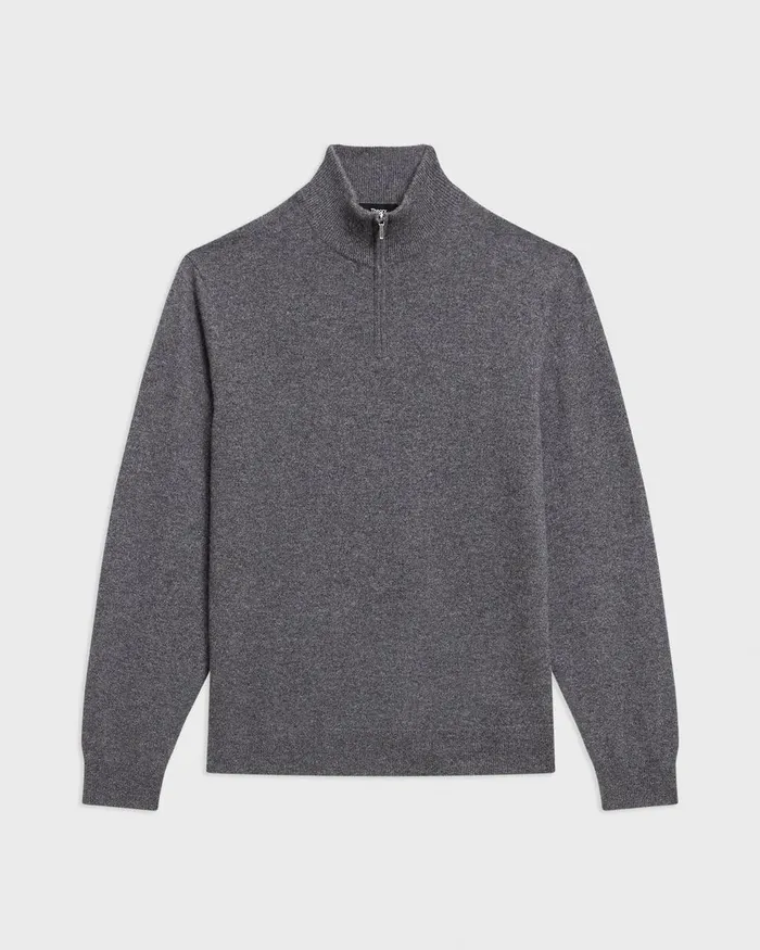 Men Theory Sweaters Cardigans Hilles QuarterZip Sweater In Cashmere Grey Heather