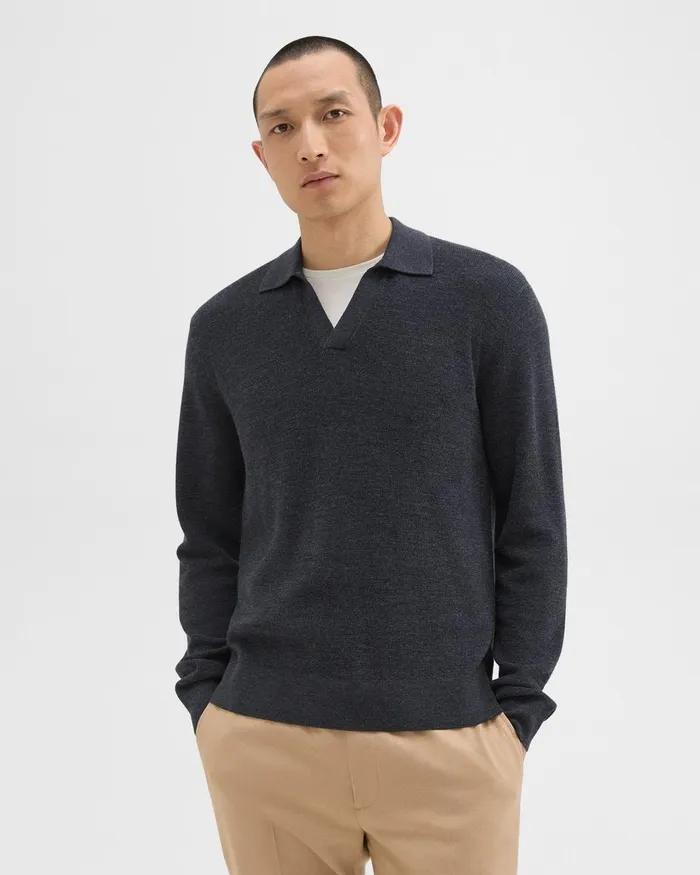 Men Theory Sweaters Cardigans Johnny Collar Sweater In Merino Wool New Pestle Melange