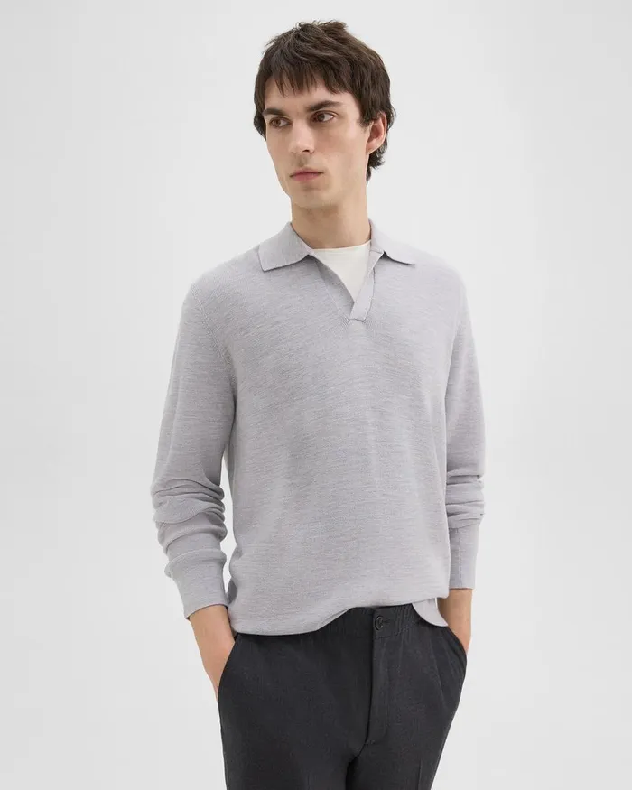 Men Theory Sweaters Cardigans Johnny Collar Sweater In Merino Wool Vapor Melange