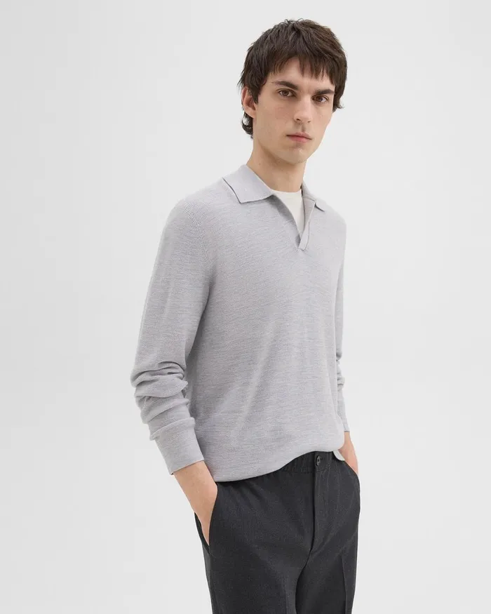Men Theory Sweaters Cardigans Johnny Collar Sweater In Merino Wool Vapor Melange