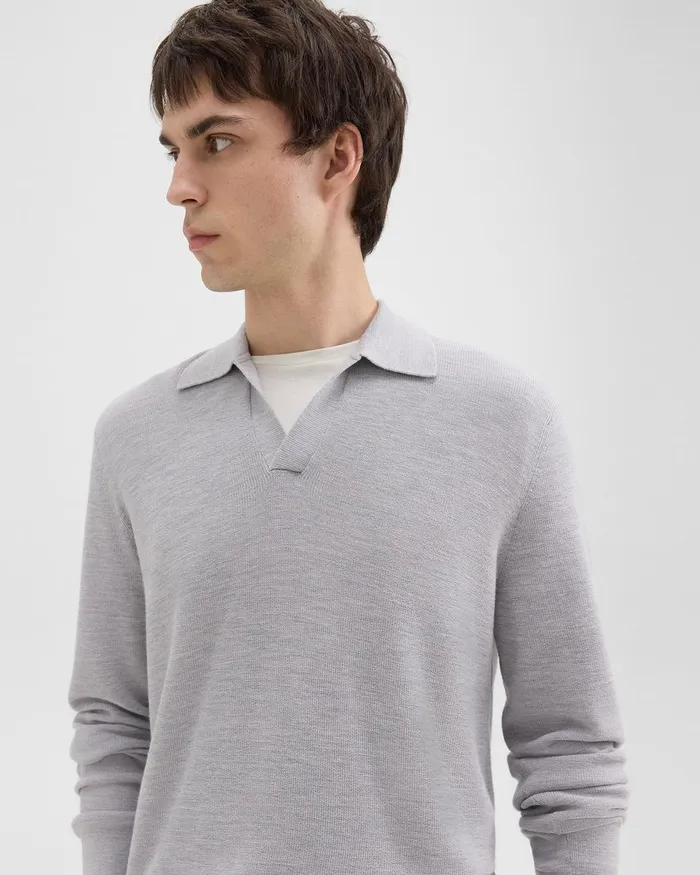 Men Theory Sweaters Cardigans Johnny Collar Sweater In Merino Wool Vapor Melange