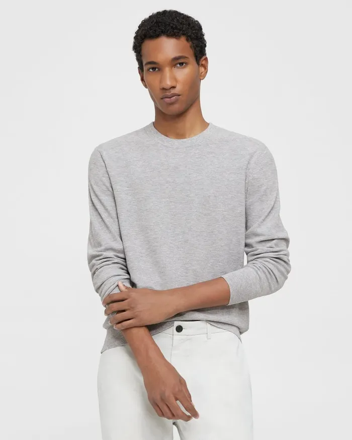 Men Theory Sweaters Cardigans Riland Sweater In Light Bilen Silver Heather