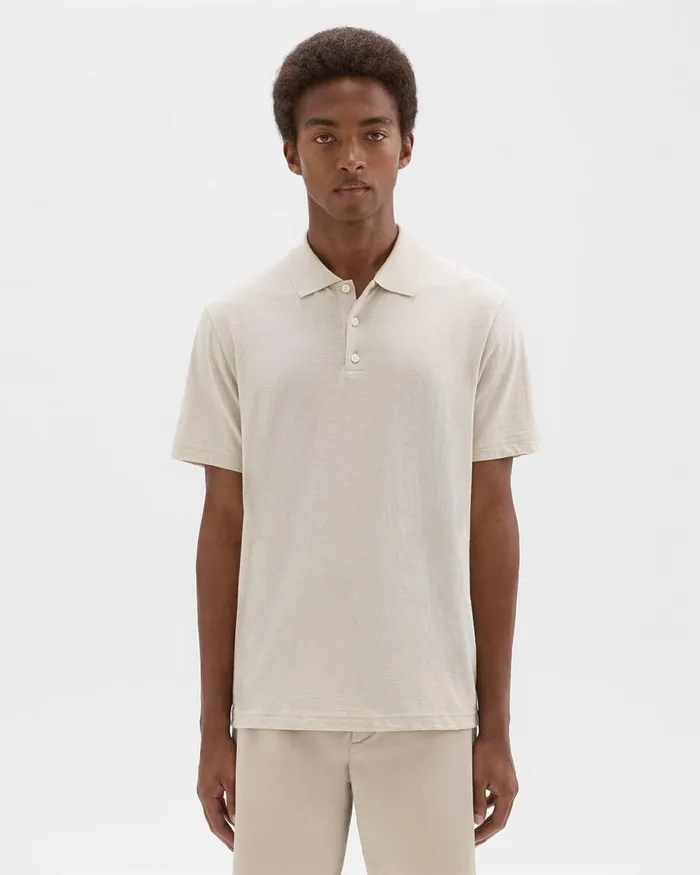 Men Theory TShirts Polos Bron Polo Shirt In Cosmos Slub Cotton Sand