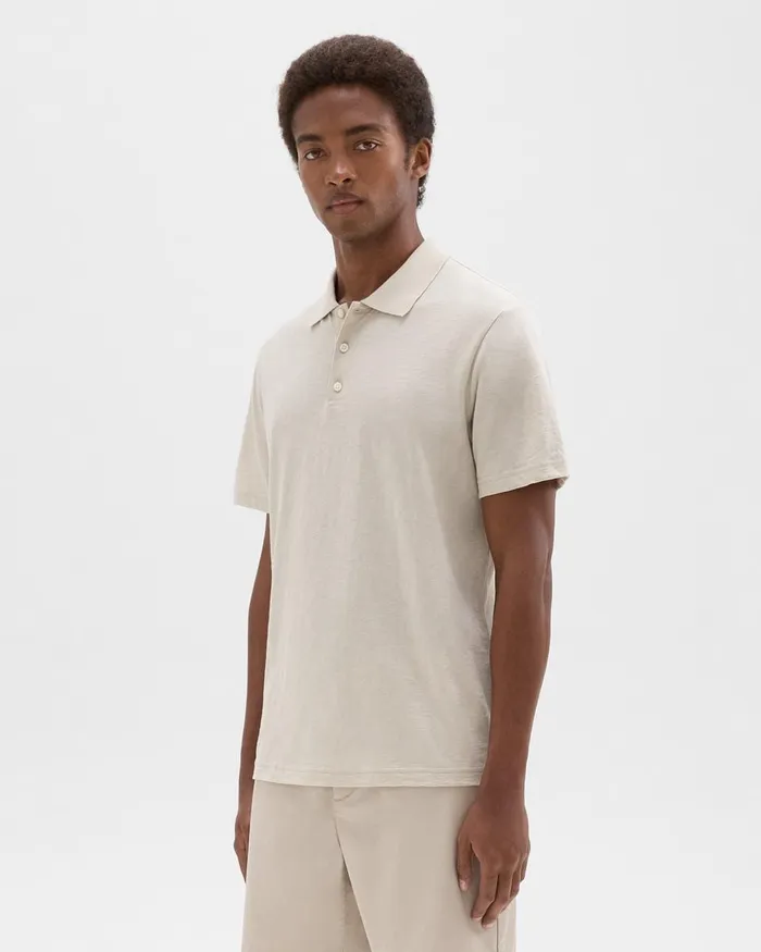 Men Theory TShirts Polos Bron Polo Shirt In Cosmos Slub Cotton Sand
