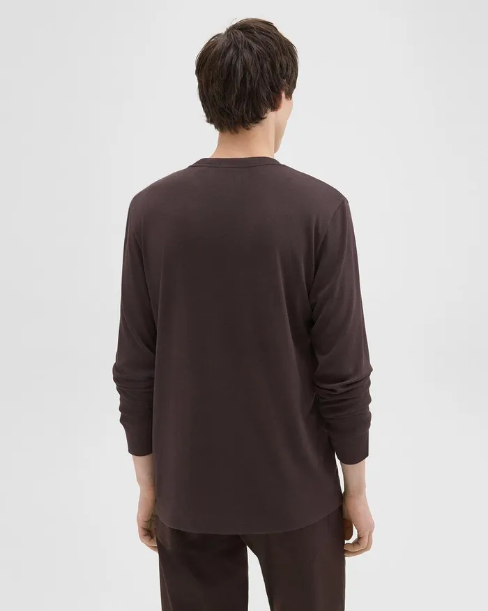 Men Theory TShirts Polos Essential LongSleeve Tee In Anemone Modal Jersey Hickory