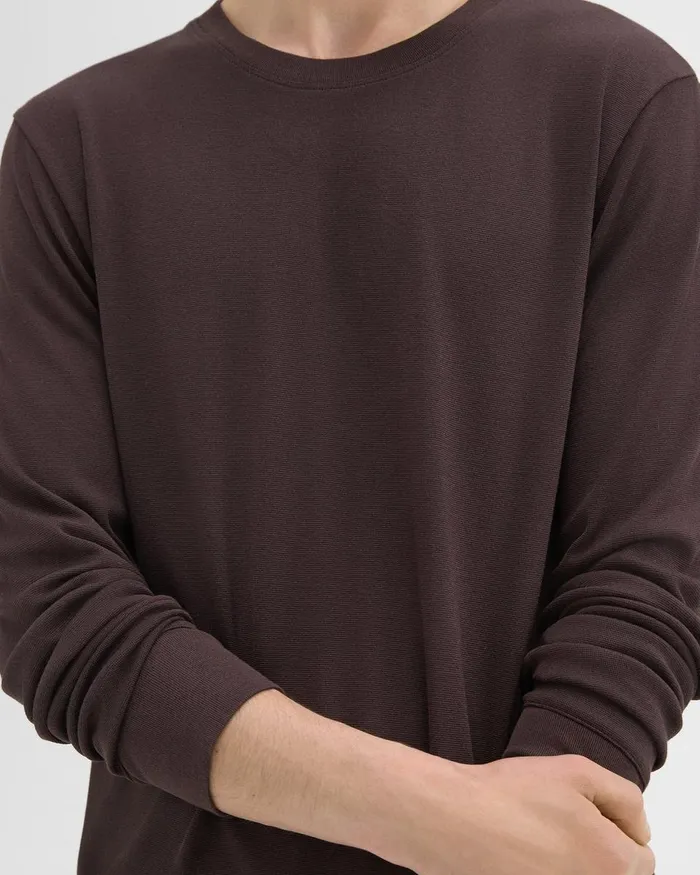 Men Theory TShirts Polos Essential LongSleeve Tee In Anemone Modal Jersey Hickory