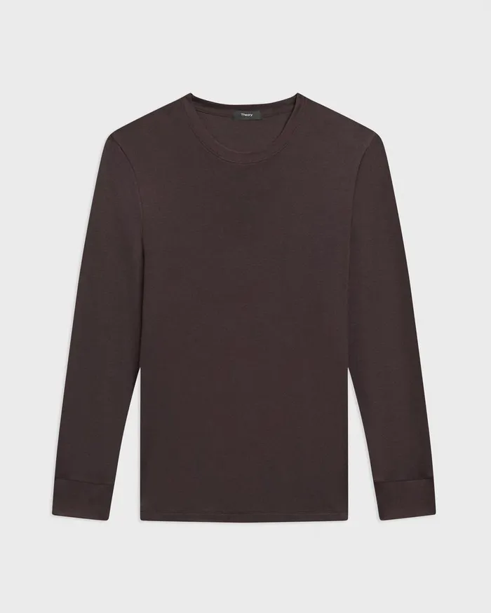 Men Theory TShirts Polos Essential LongSleeve Tee In Anemone Modal Jersey Hickory