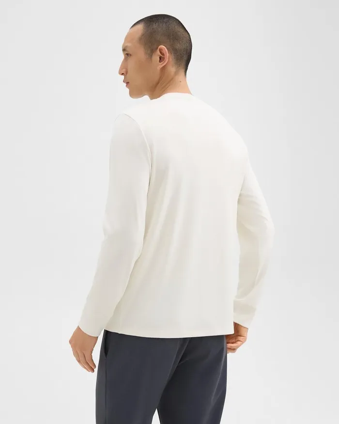 Men Theory TShirts Polos Essential LongSleeve Tee In Anemone Modal Jersey Winter White