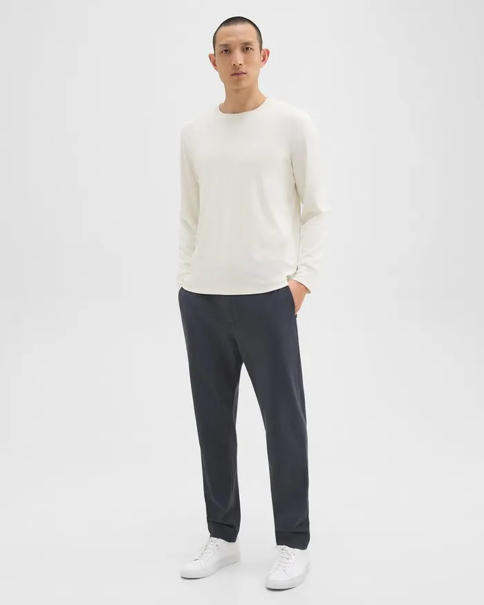 Men Theory TShirts Polos Essential LongSleeve Tee In Anemone Modal Jersey Winter White