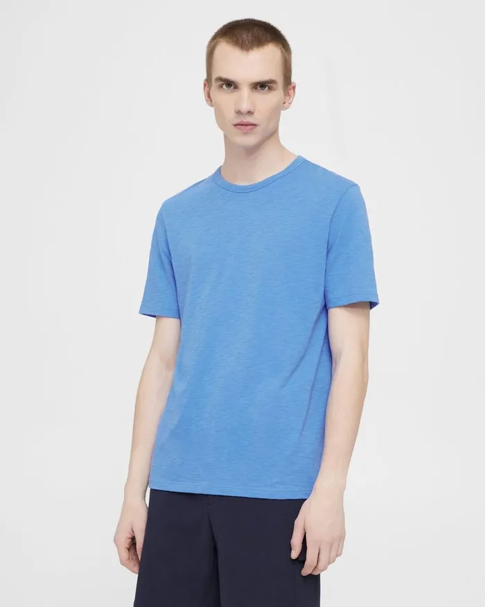 Men Theory TShirts Polos Essential Tee In Cosmos Slub Cotton Palace Blue