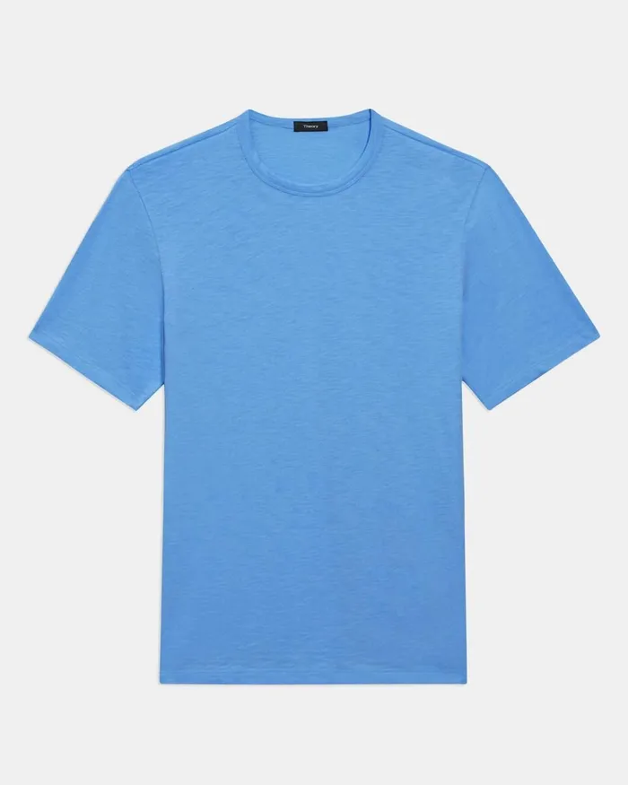 Men Theory TShirts Polos Essential Tee In Cosmos Slub Cotton Palace Blue
