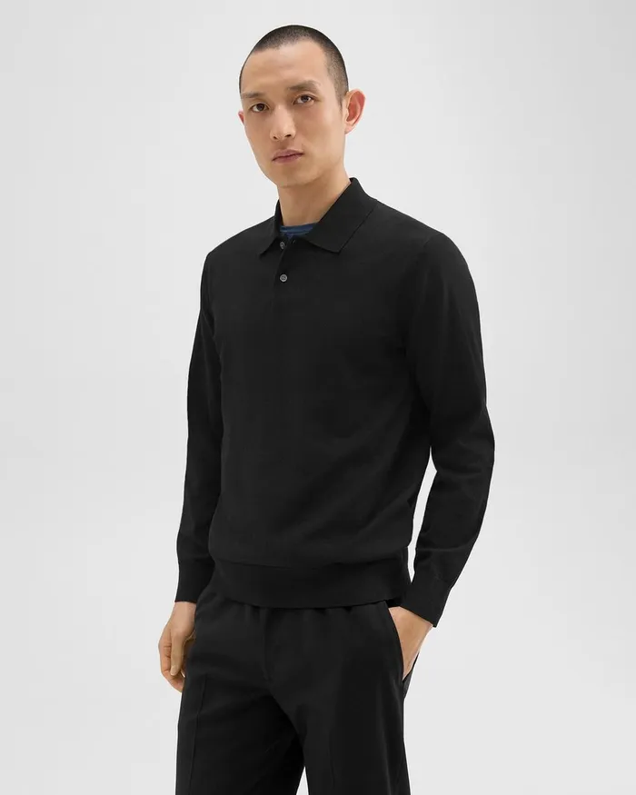 Men Theory TShirts Polos Goris LongSleeve Polo Shirt In Light Bilen Black
