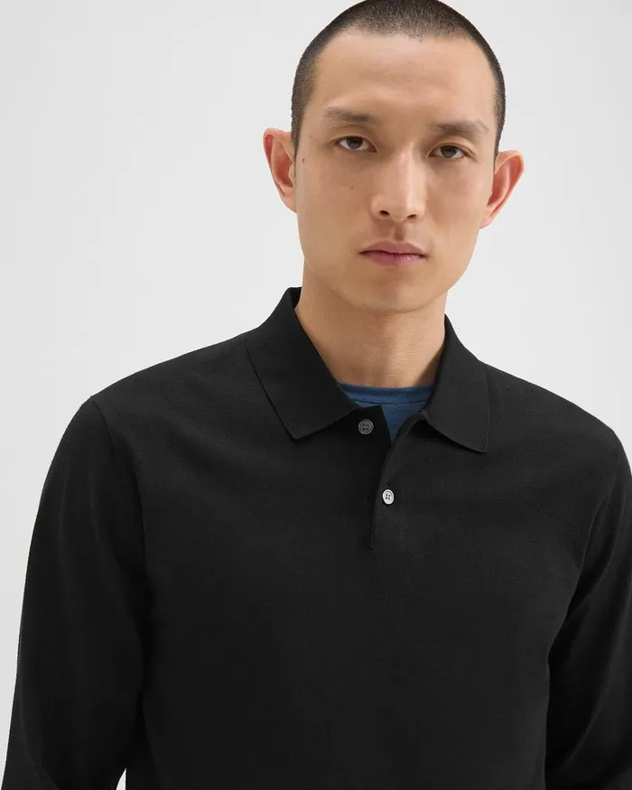 Men Theory TShirts Polos Goris LongSleeve Polo Shirt In Light Bilen Black