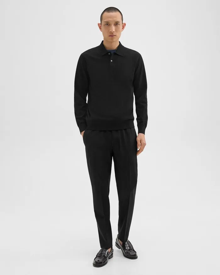 Men Theory TShirts Polos Goris LongSleeve Polo Shirt In Light Bilen Black