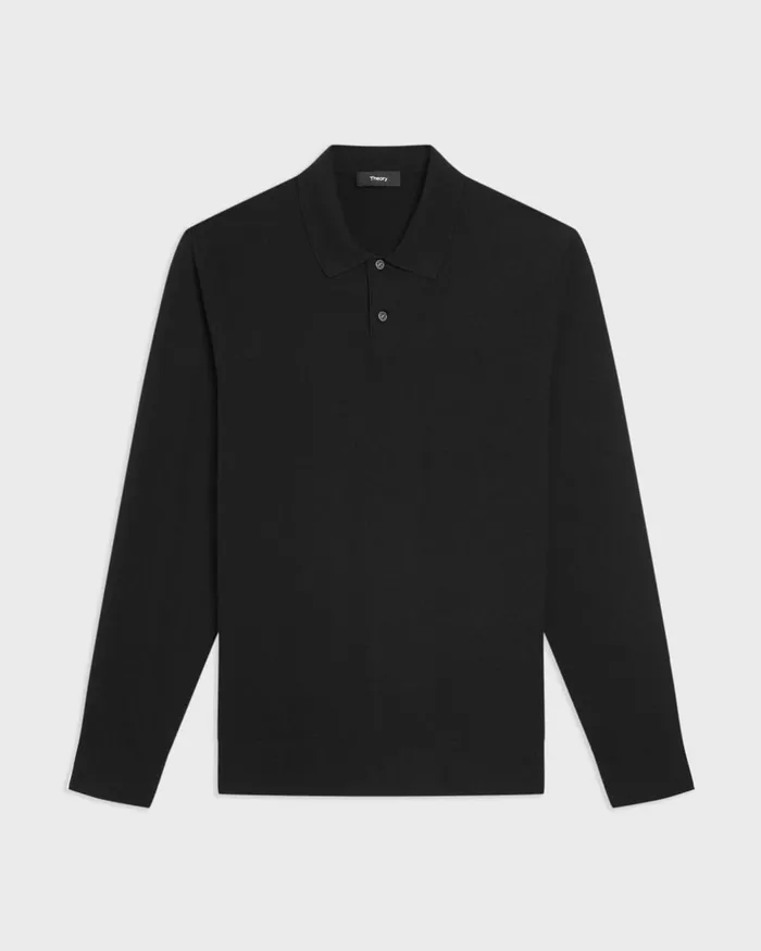 Men Theory TShirts Polos Goris LongSleeve Polo Shirt In Light Bilen Black