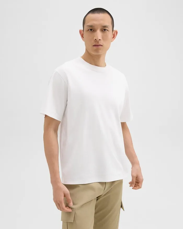Men Theory TShirts Polos Relaxed Tee In Cotton Jersey White