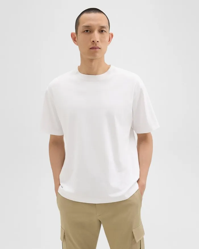 Men Theory TShirts Polos Relaxed Tee In Cotton Jersey White