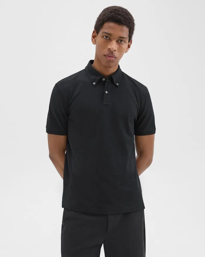 Men Theory TShirts Polos Tailored Polo Shirt In Function Piqueacute Black