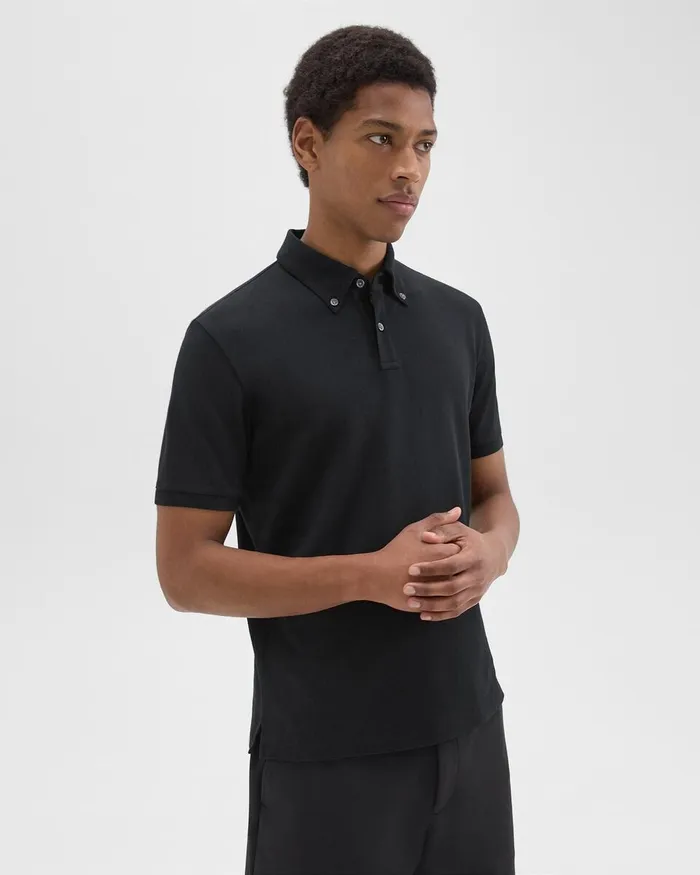 Men Theory TShirts Polos Tailored Polo Shirt In Function Piqueacute Black