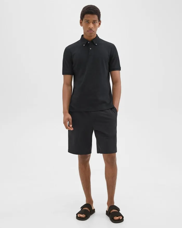 Men Theory TShirts Polos Tailored Polo Shirt In Function Piqueacute Black