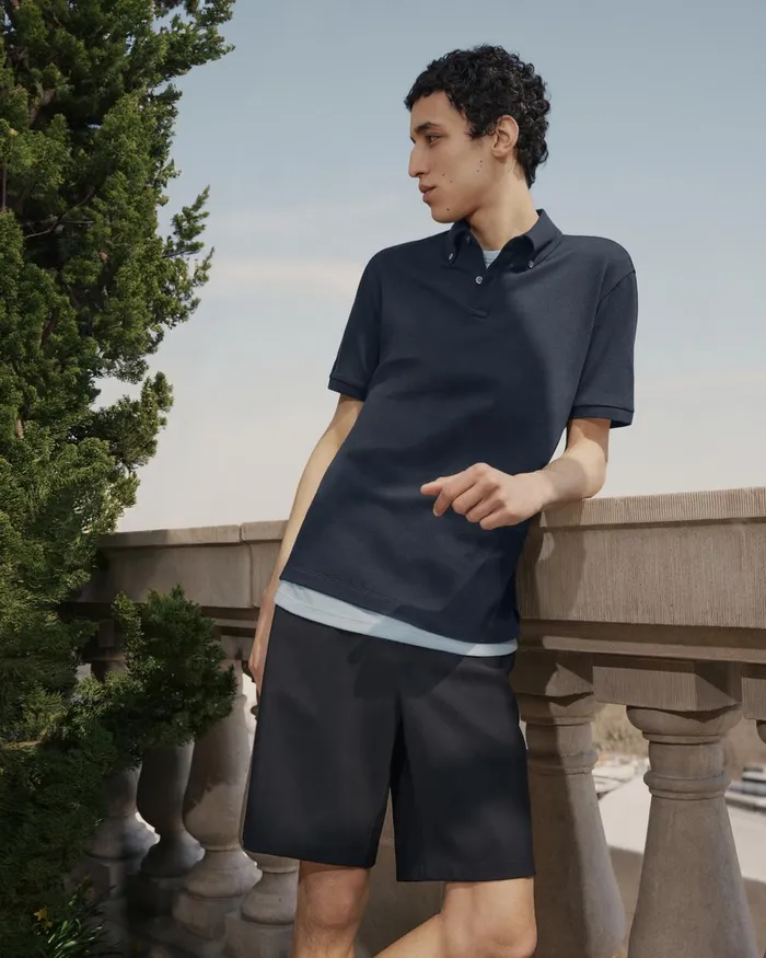 Men Theory TShirts Polos Tailored Polo Shirt In Function Piqueacute Black