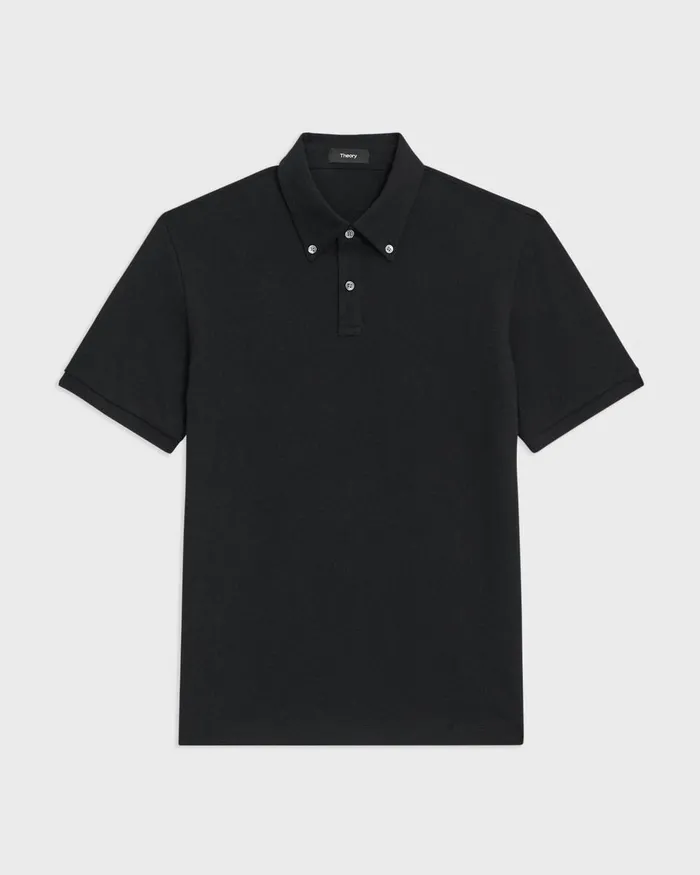 Men Theory TShirts Polos Tailored Polo Shirt In Function Piqueacute Black