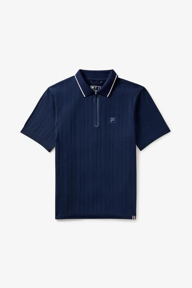 Men Tops and TShirts Fila Challenger Cable Zip Polo 400 Fila Navy
