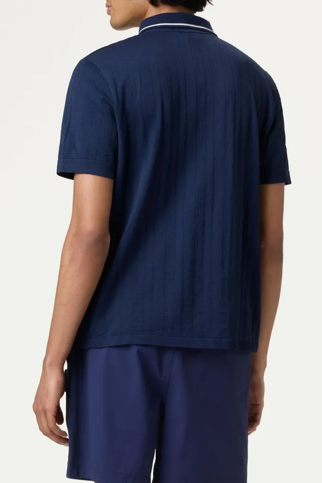 Men Tops and TShirts Fila Challenger Cable Zip Polo 400 Fila Navy