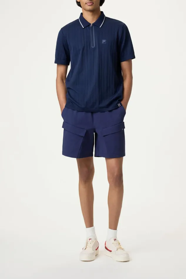 Men Tops and TShirts Fila Challenger Cable Zip Polo 400 Fila Navy
