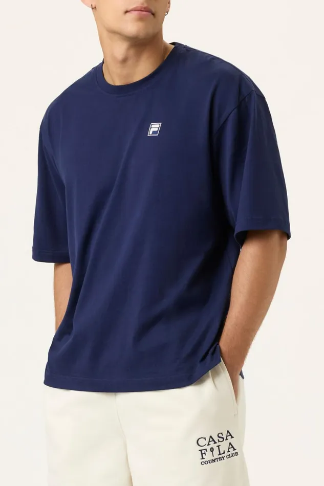 Men Tops and TShirts Fila Country Club Raquet Box Tee 400 Fila Navy