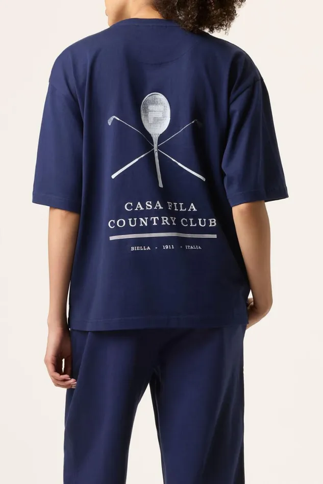 Men Tops and TShirts Fila Country Club Raquet Box Tee 400 Fila Navy