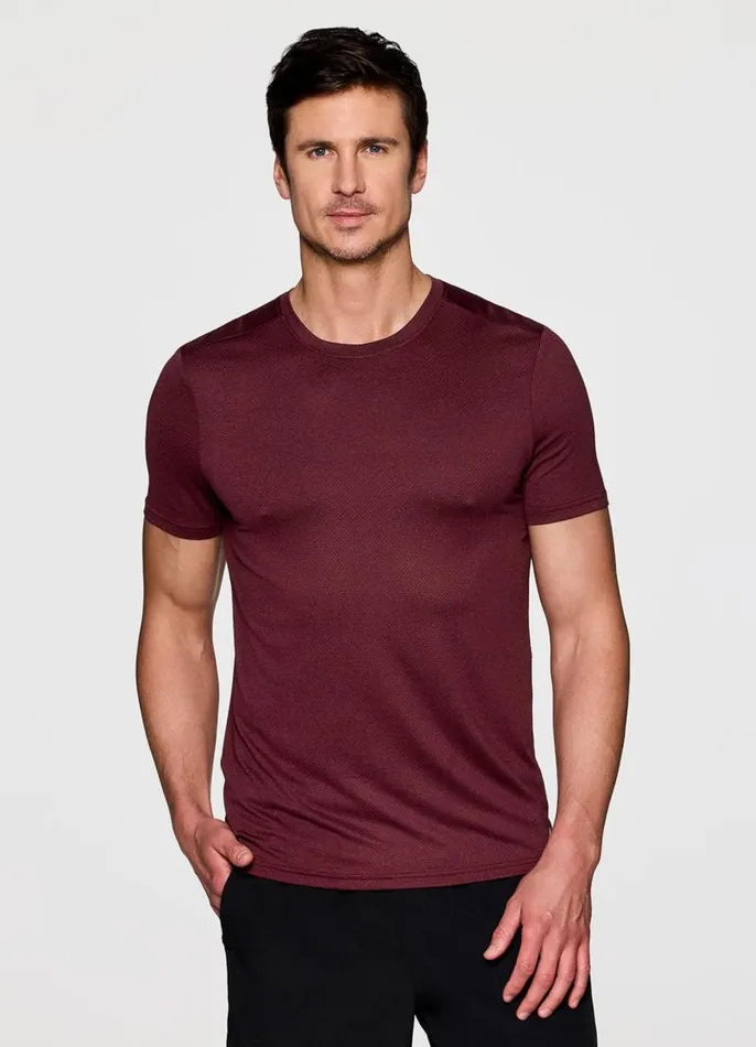Men Ultimate Performance Workout Tee Burgundy RBX Active TShirts