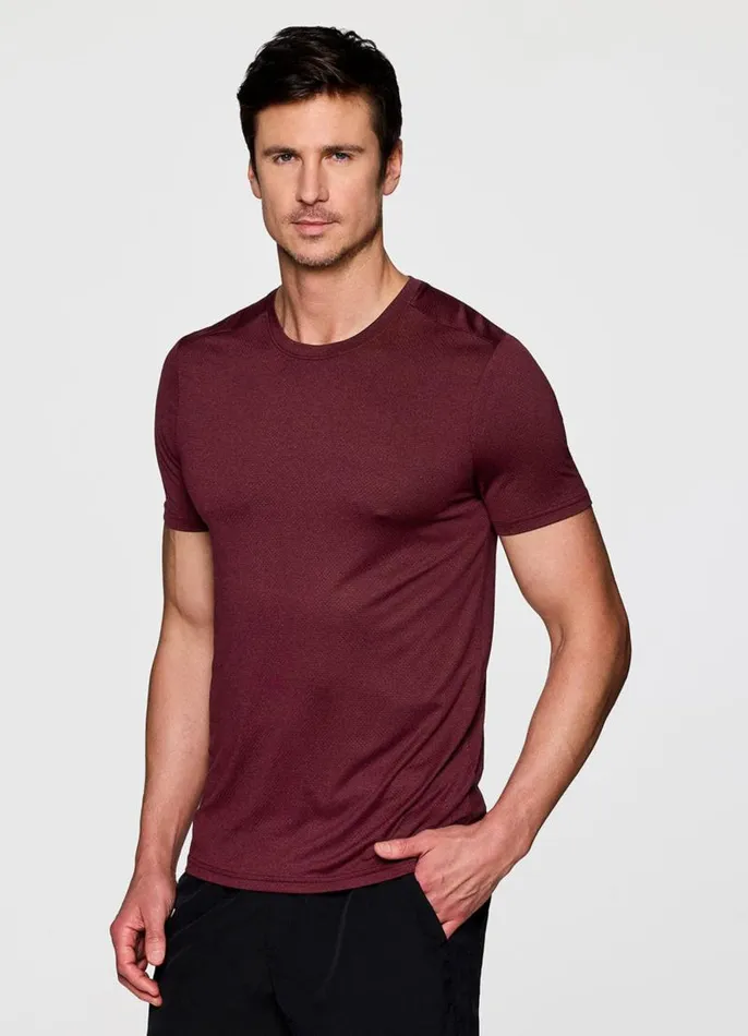 Men Ultimate Performance Workout Tee Burgundy RBX Active TShirts