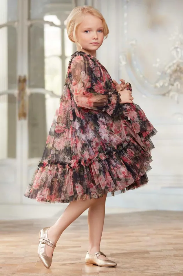 Midnight Dance Long Sleeve Kids Dress Black Kids Needle and Thread Kids Formalwear
